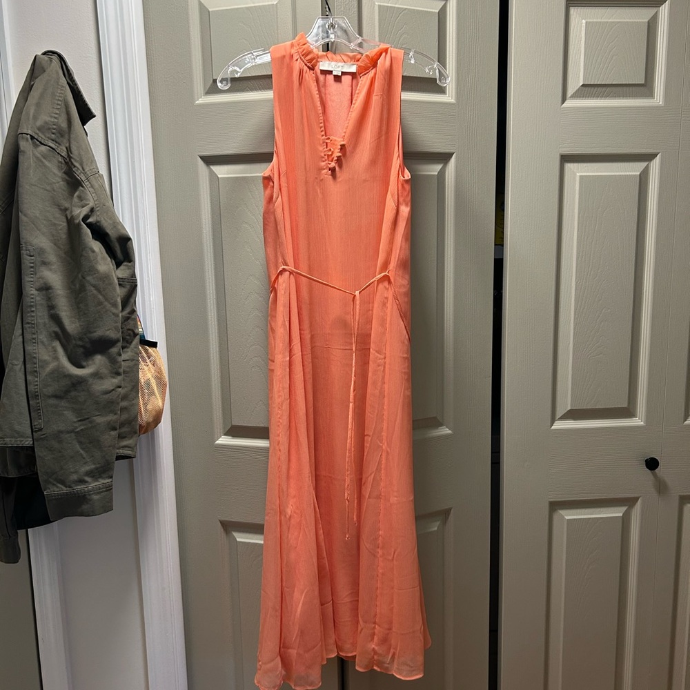 LOFT Coral Sleeveless Maxi Dress
